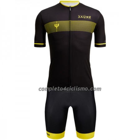 Completo Maglia + Pantaloncino con bretelle 2022 Tour de France Manica Corta Giallo Nero